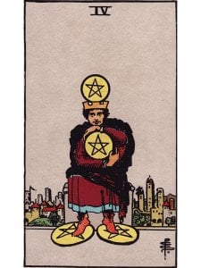 Tarotkarte Vier der Münzen