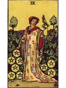 9 de pentáculos tarot Rider Waite
