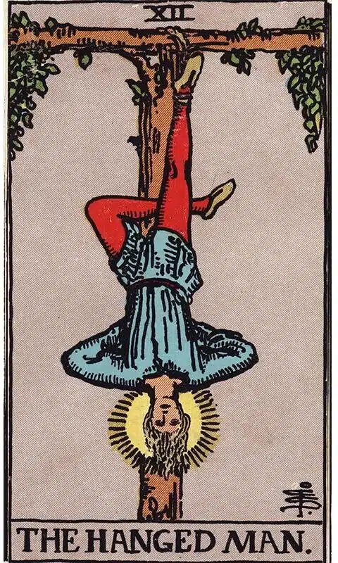 La carta del tarot del Ahorcado Rider-Waite