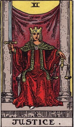 Justice tarot card Rider-Waite