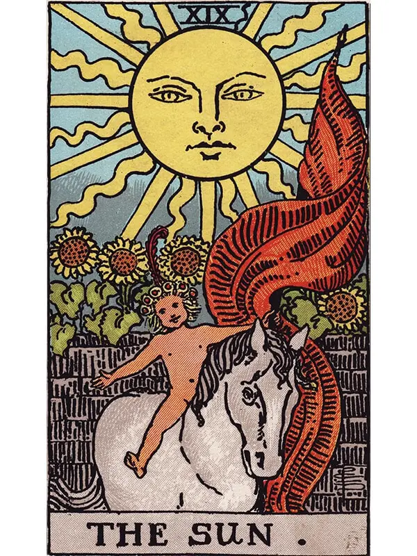 The Sun tarot card Rider-Waite