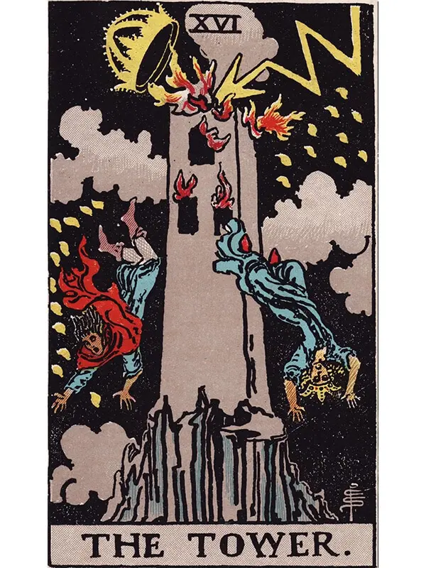 The Tower tarot card Rider-Waite