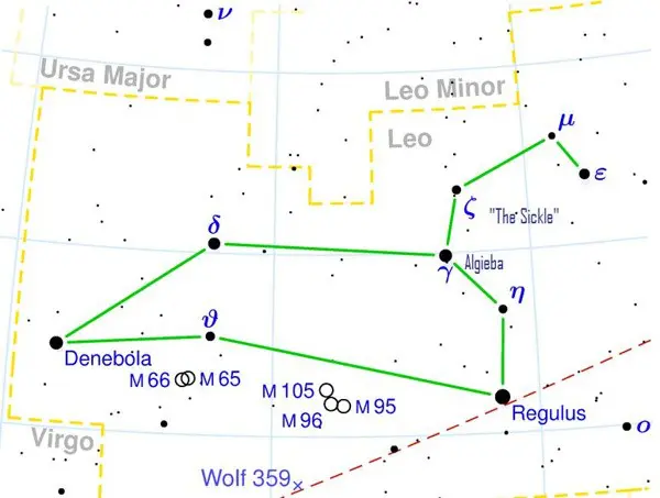 Map of the stars in the constellation of Leo