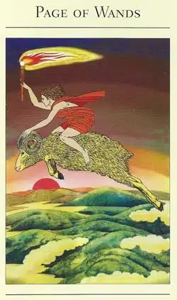 Carta del tarot del Paje de Bastos