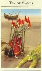 10 des baguettes Tarot mythique