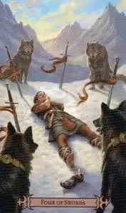 4 de Espadas Spellcaster Tarot