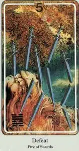 5 des épées Haindl Tarot