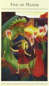 5 de Bastos Tarot Mítico