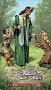 6 de Pentacles Spellcaster Tarot