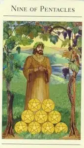 9 de Pentacles Tarot mythique