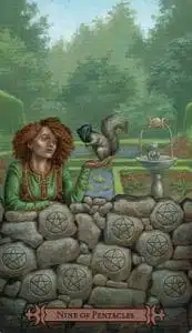 9 de Pentacles Spellcaster Tarot