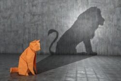 Shadow Work and Manifestation, cat, lion, paper cat origami, lion shadow