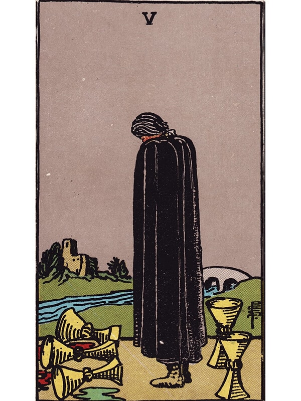 five of cups card