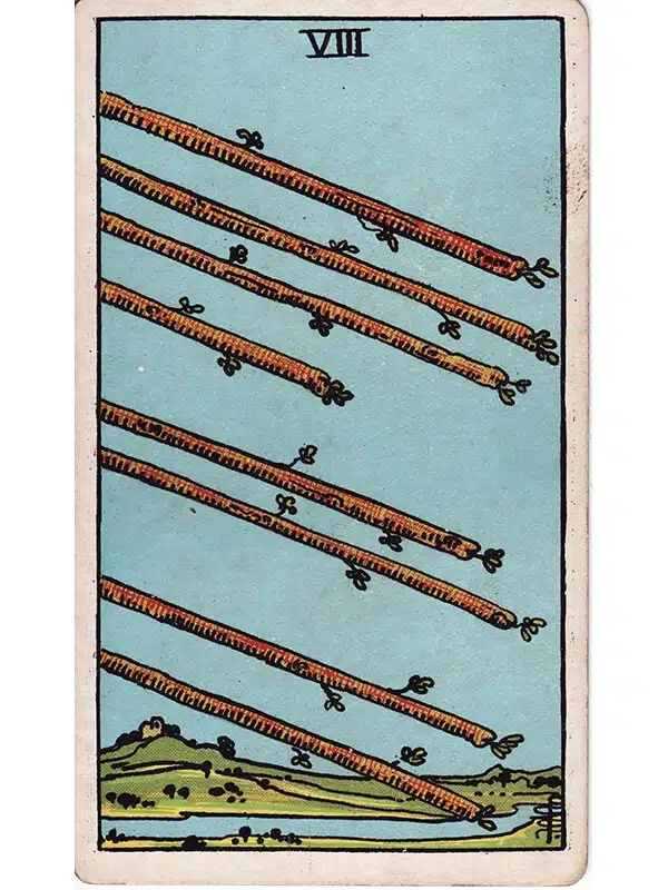 8 of wands Rider Waite tarot