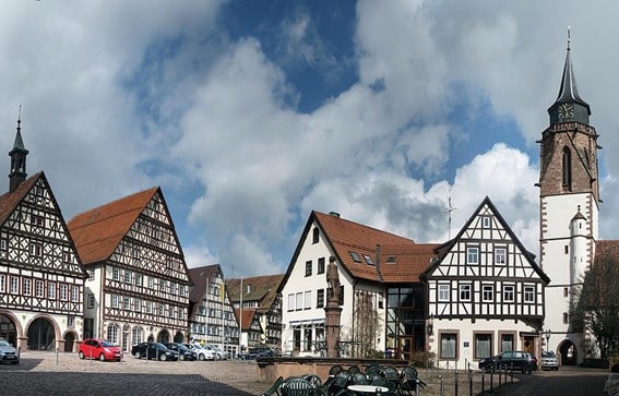 Runes embedded in half-timbered buildings, Dornstetten, Germany