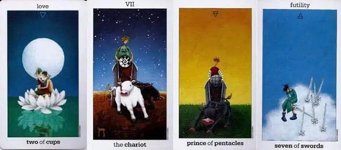 Ejemplos de cartas del tarot del Sol y la Luna
