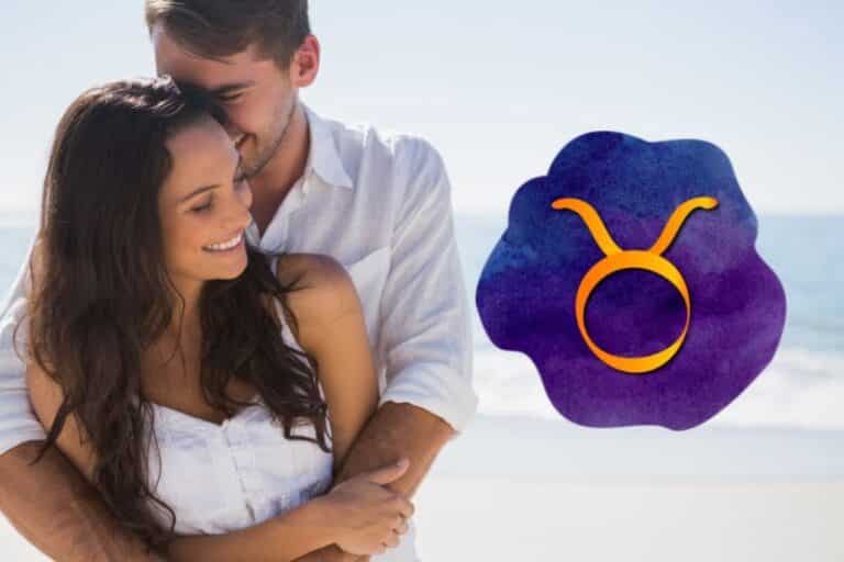 Taurus: Who to Date and Who to Dump couple in love with a blue and golden Taurus zodiac sign