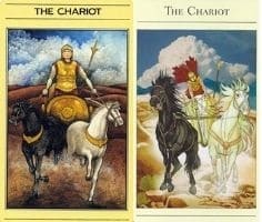The Different Artistic Representations of the Chariot Card - two