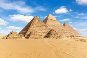 Egipto, vista de las Grandes Pirámides de Giza.