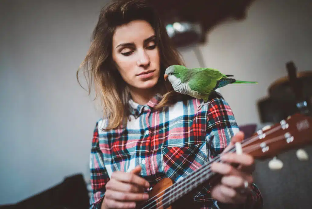 girl-playing-ukulele-with-a-bird