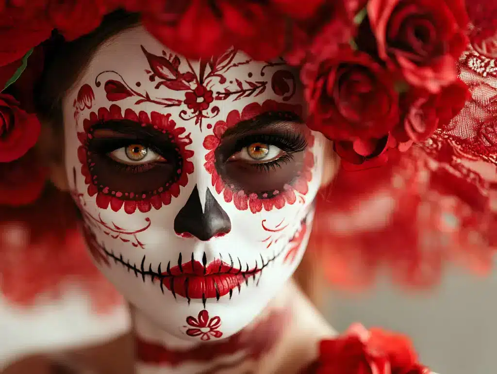 Maquillage rouge Día de los Muertos