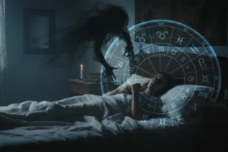 birth chart sleep paralysis shadowy figure over sleeping person