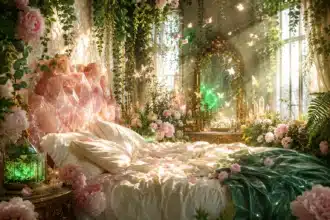 bedroom making you anxious shown in crystal botanical style with peonies and rose quartz
