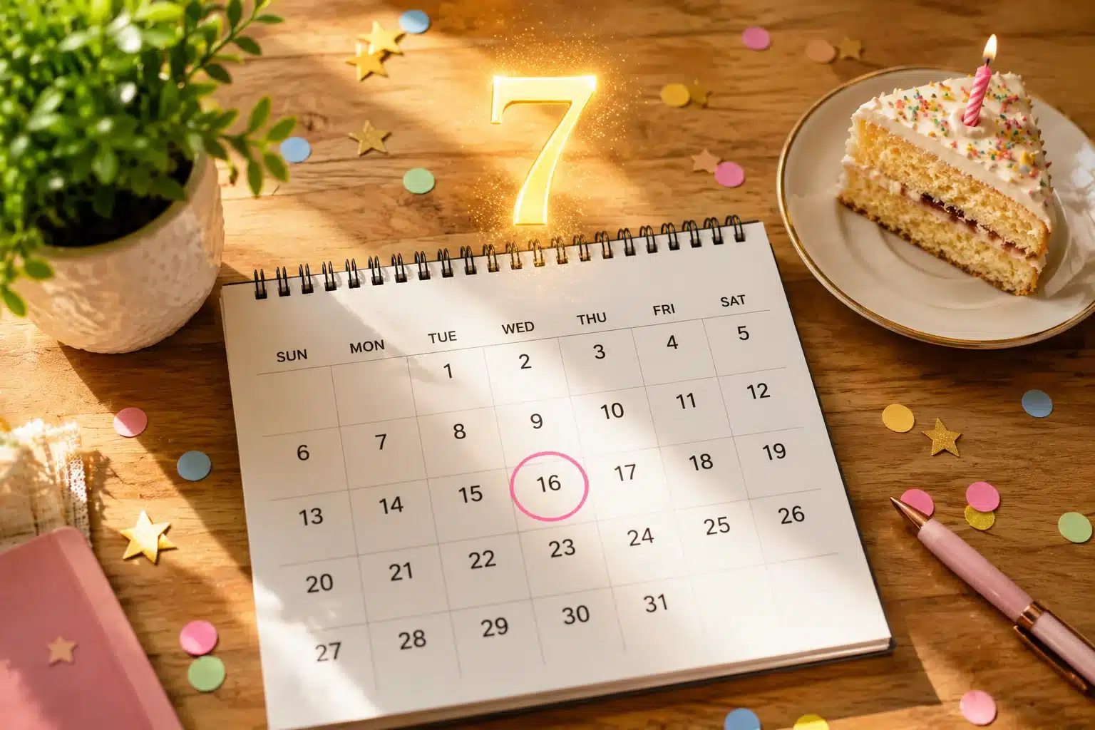 Calendar birthday date reduced to one glowing digit, add up your birthday life path number