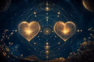 Two glowing hearts and a numerology chart, life path number that struggles most in relationships